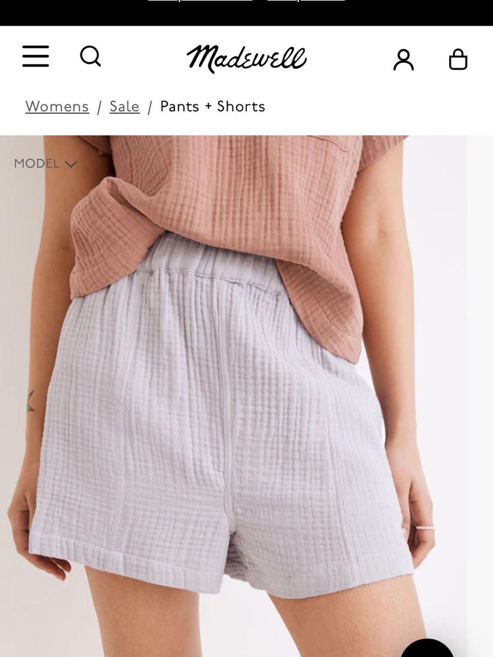 Madewell Lavender Gauze Elastic-Waist Shorts